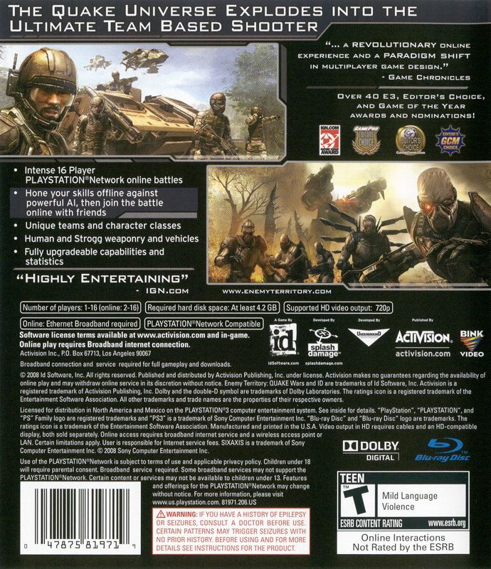 Enemy Territory: Quake Wars - PlayStation 3