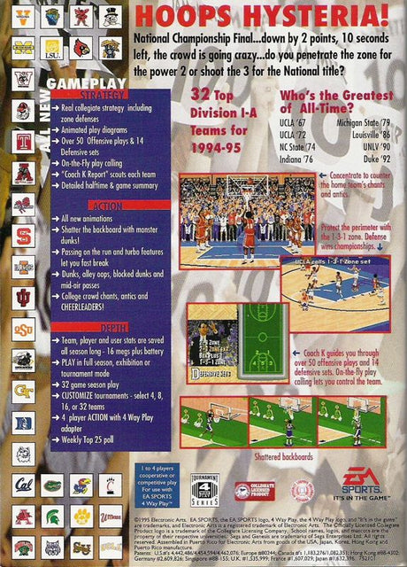 Coach K College Basketball - SEGA Genesis