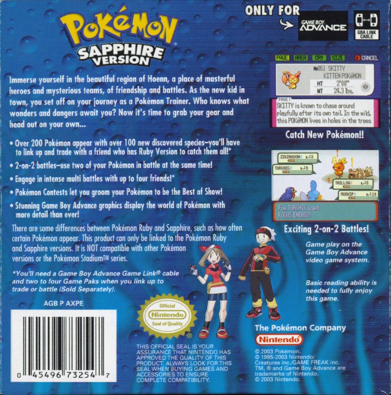 Pokemon Sapphire Version - Game Boy Advance
