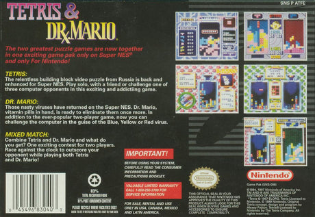 Tetris and Dr. Mario - Super Nintendo
