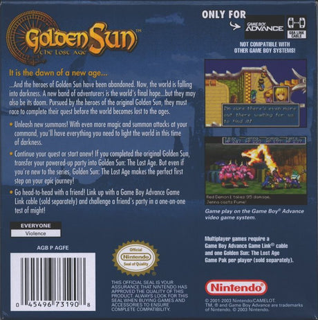Golden Sun: The Lost Age - Game Boy Advance