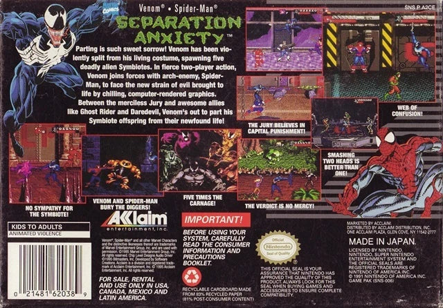 Venom/Spider-Man: Separation Anxiety - Super Nintendo