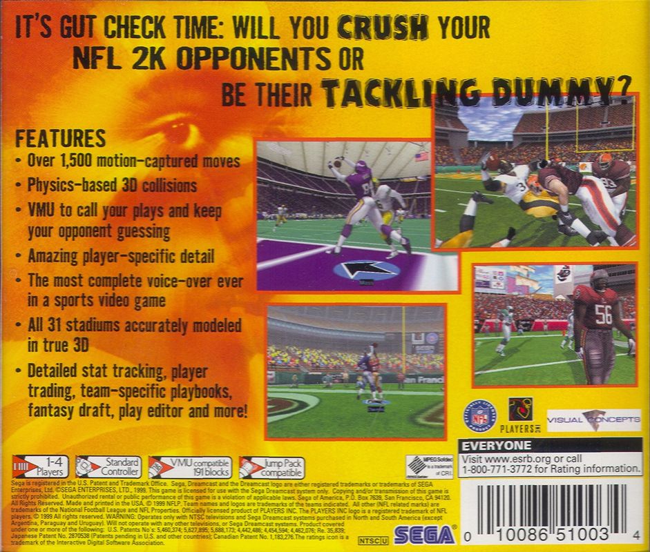 NFL 2K - SEGA Dreamcast