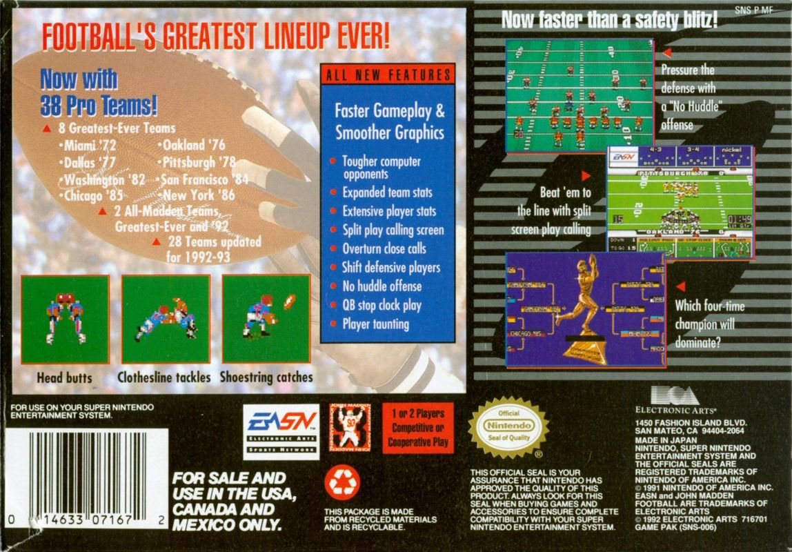 John Madden Football '93 - Super Nintendo