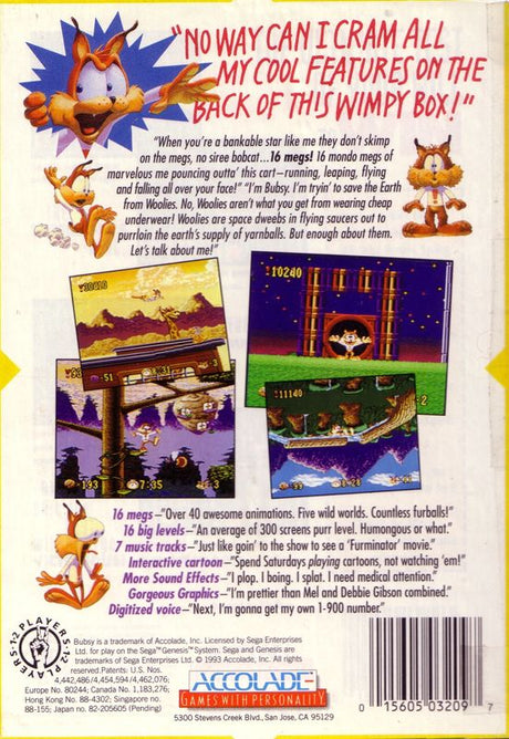 Bubsy in: Claws Encounters of the Furred Kind - SEGA Genesis