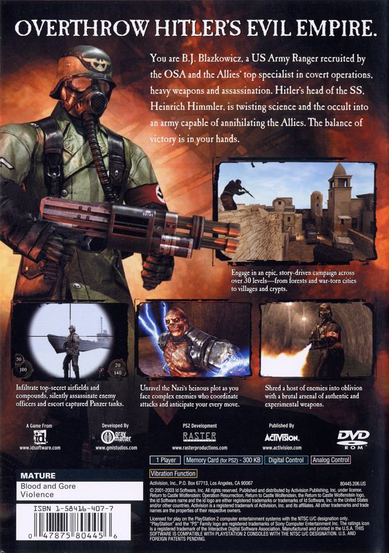 Return to Castle Wolfenstein: Operation Resurrection - PlayStation 2