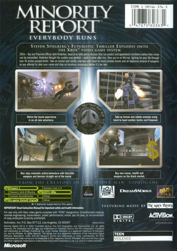 Minority Report: Everybody Runs - Xbox