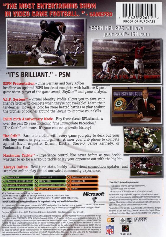ESPN NFL 2K5 - Xbox