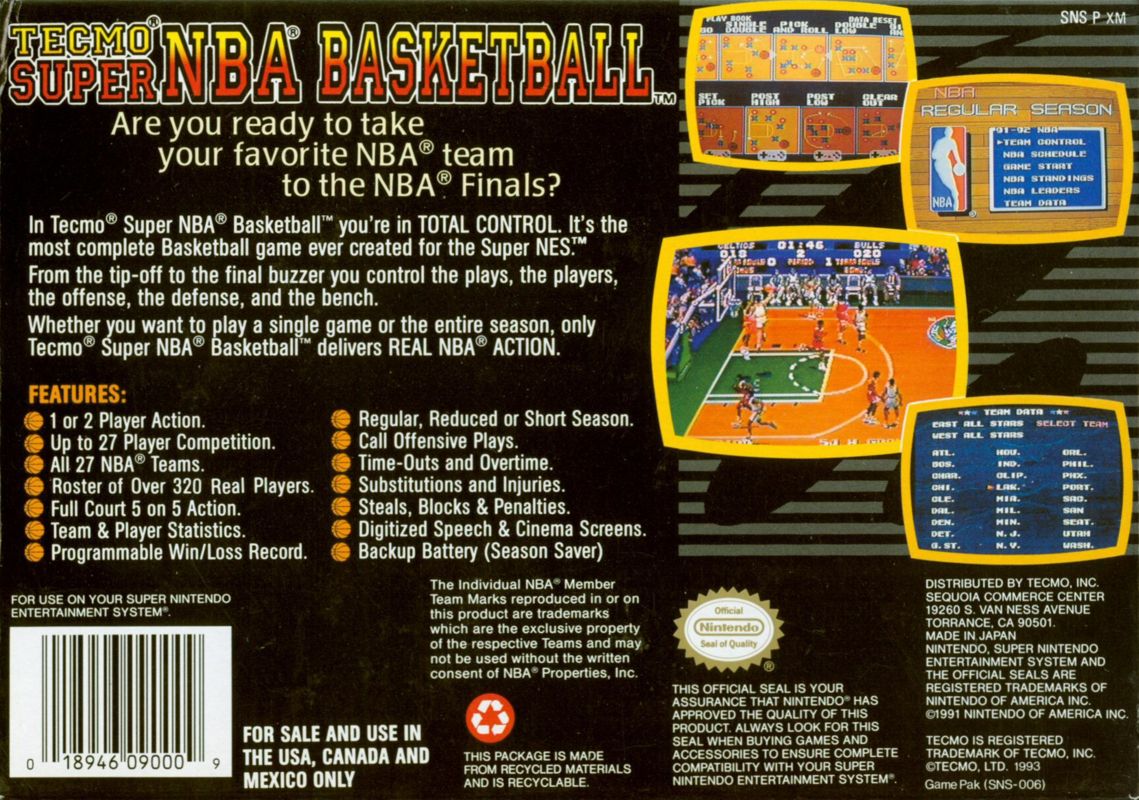 Tecmo Super NBA Basketbal - Super Nintendo