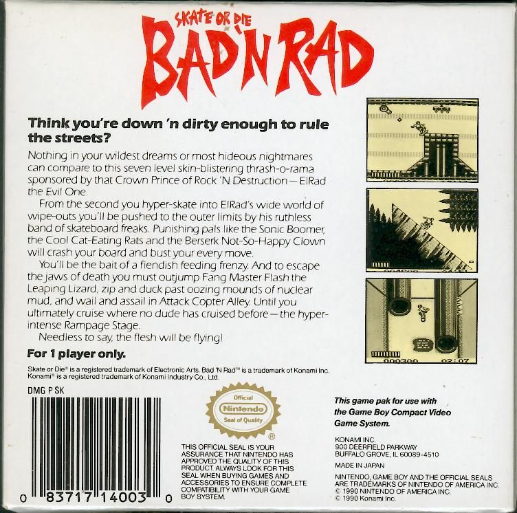 Skate or Die: Bad 'N Rad - Game Boy