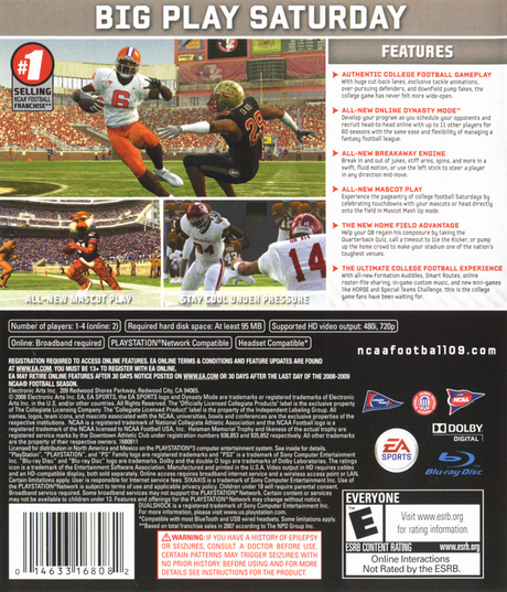 NCAA Football 09 - PlayStation 3