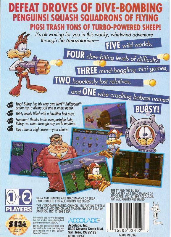 Bubsy II - SEGA Genesis