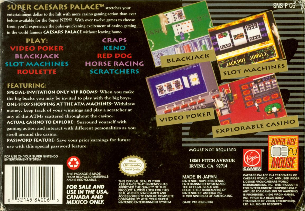 Super Caesars Palace - Super Nintendo