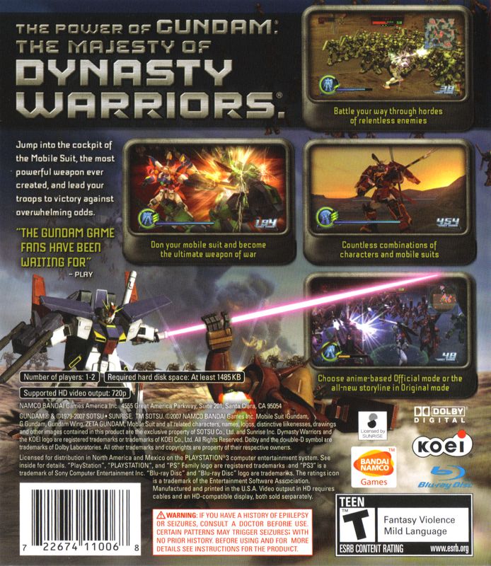 Dynasty Warriors: Gundam - PlayStation 3