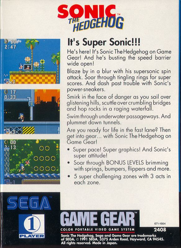 Sonic the Hedgehog - SEGA Game Gear