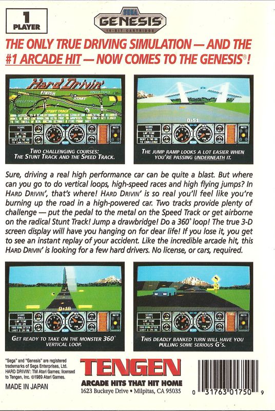 Hard Drivin' - SEGA Genesis