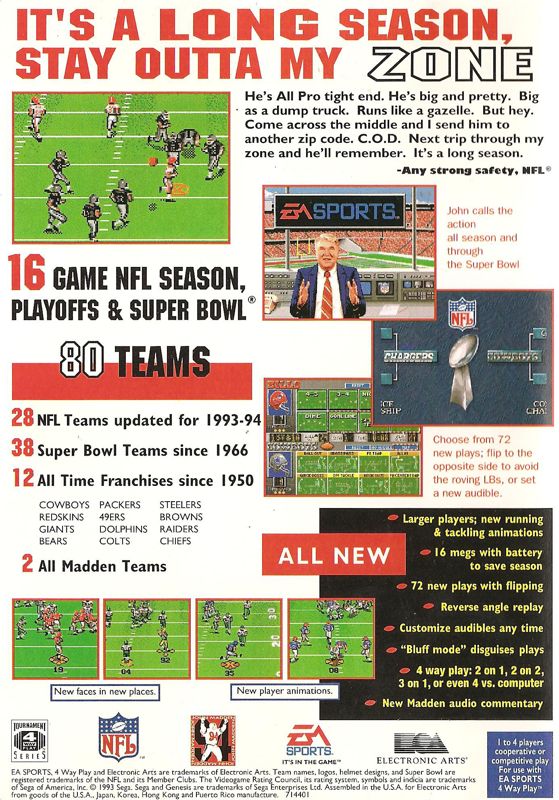 Madden NFL '94 - SEGA Genesis