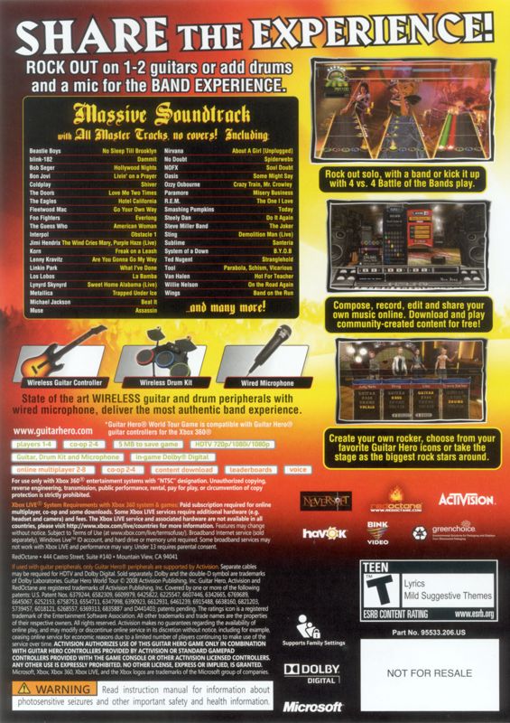 Guitar Hero: World Tour - Xbox 360