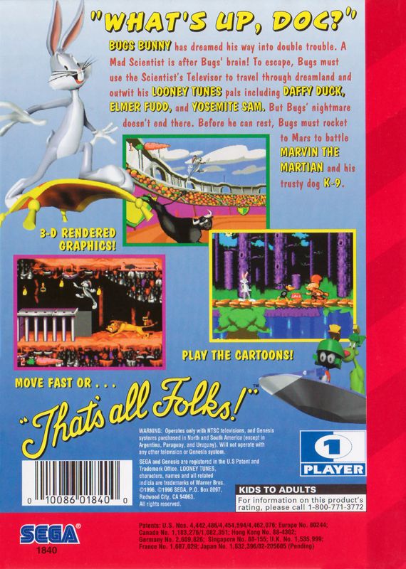 Bugs Bunny in Double Trouble- SEGA Genesis