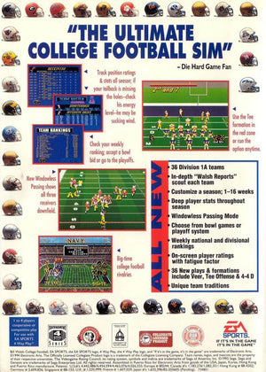 Bill Walsh College Football 95 - SEGA Genesis