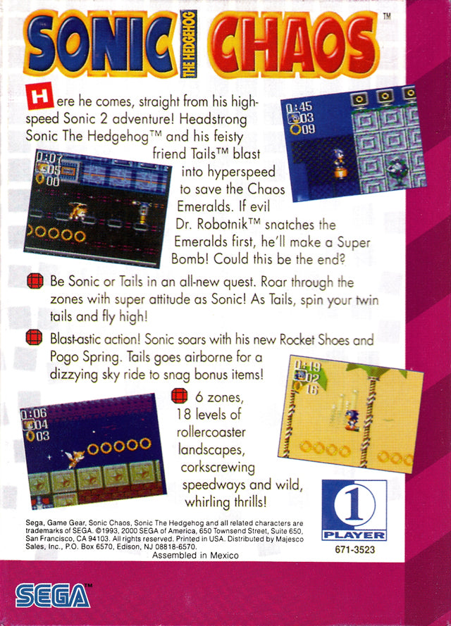 Sonic the Hedgehog Chaos - SEGA Game Gear