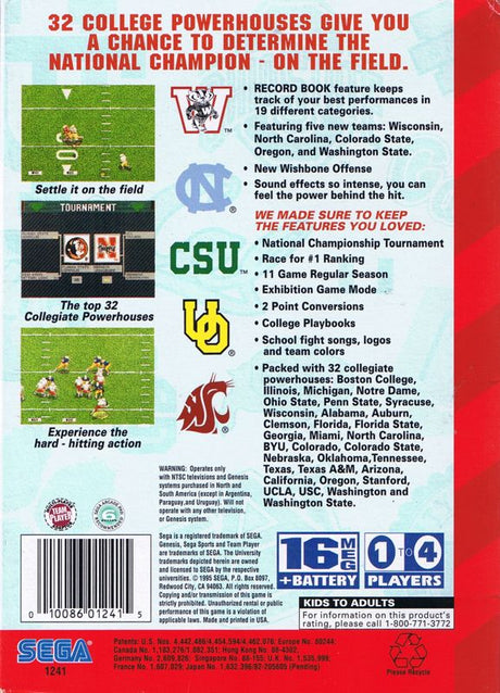 College Football's National Championship II - SEGA Genesis