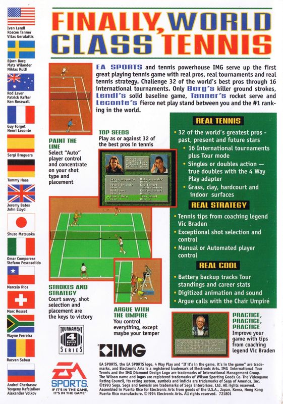 IMG International Tour Tennis - SEGA Genesis