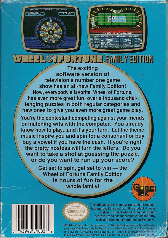 Wheel of Fortune: Family Edition - NES