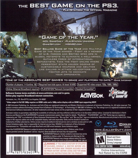 Call of Duty 4: Modern Warfare - Game of the Year Edition - PlayStation 3