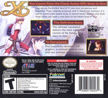 Legacy of Ys: Books I & II - Nintendo DS