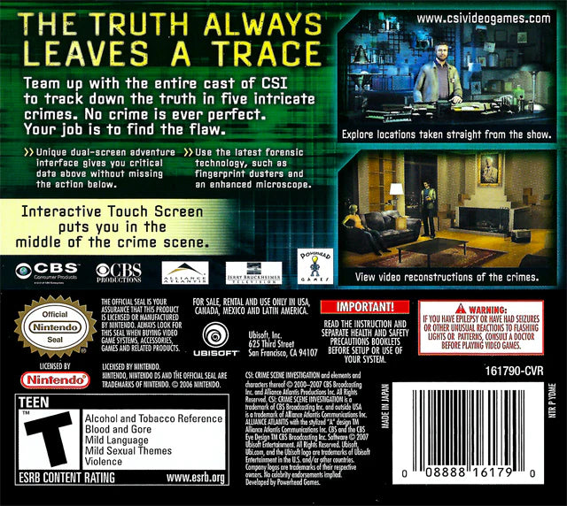 CSI: Crime Scene Investigation - Dark Motives - Nintendo DS