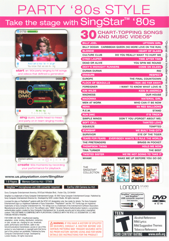 SingStar: '80s - PlayStation 2