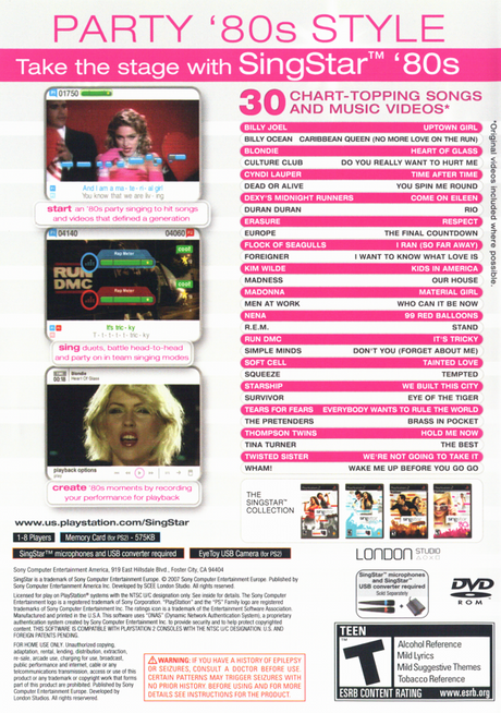 SingStar: '80s - PlayStation 2