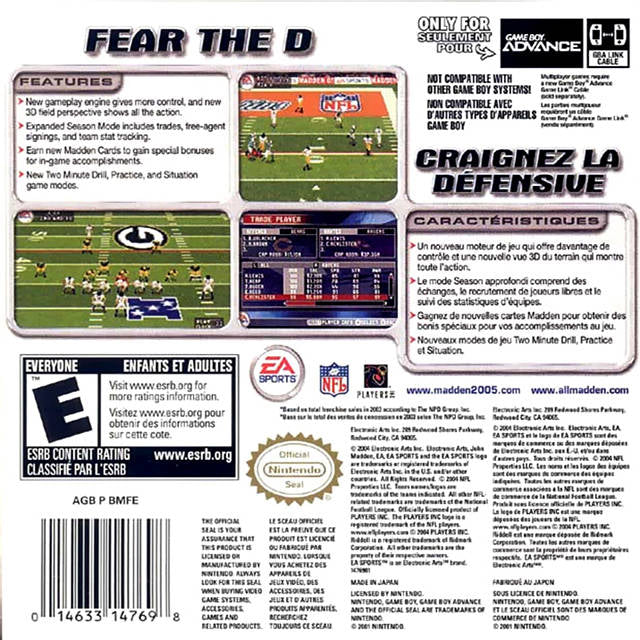 Madden NFL 2005 - Game Boy Advance