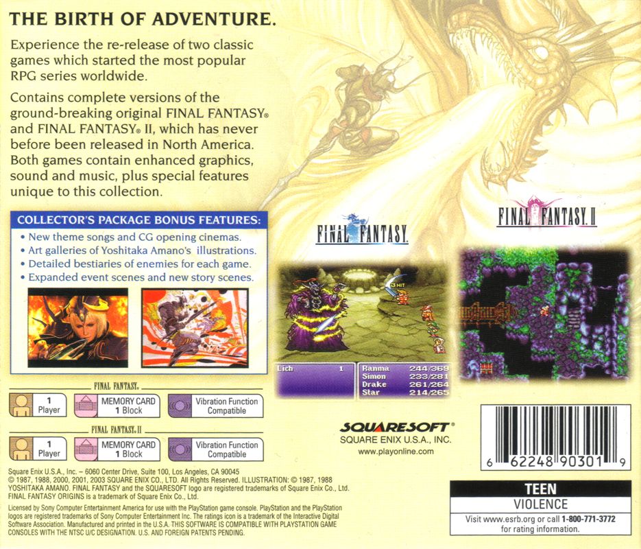 Final Fantasy Origins - Final Fantasy / Final Fantasy II - PlayStation