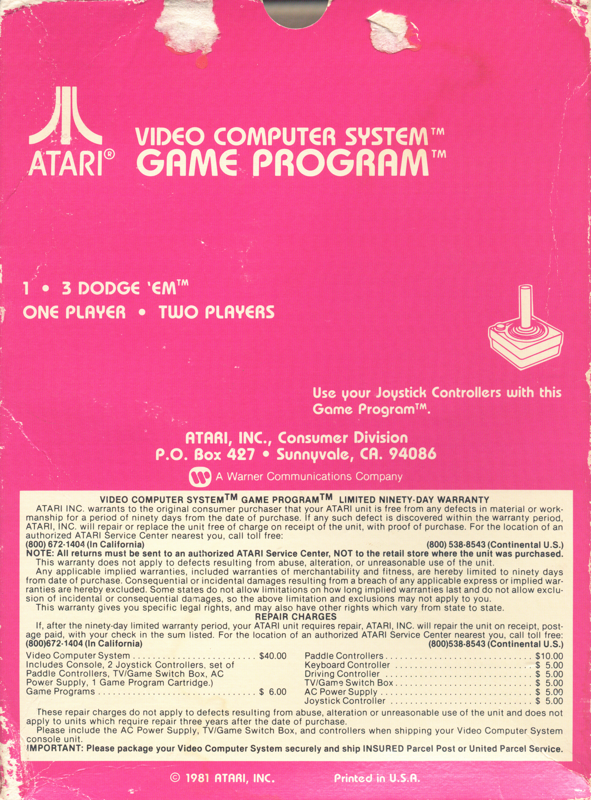 Dodge 'Em - Atari 2600