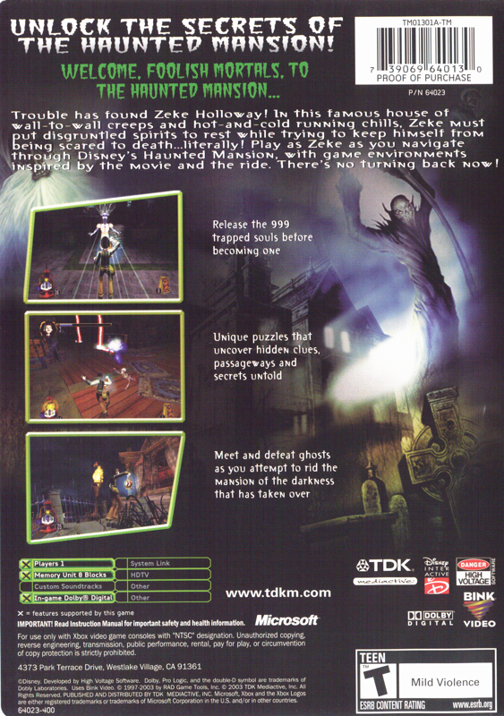 Disney's The Haunted Mansion - Xbox
