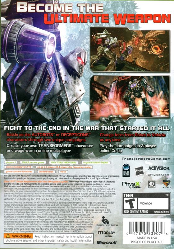 Transformers: War for Cybertron - Xbox 360
