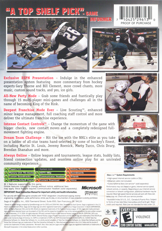 ESPN NHL 2K5 - Xbox