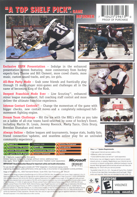 ESPN NHL 2K5 - Xbox