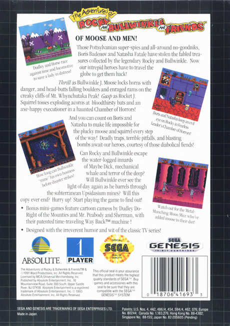 The Adventures of Rocky and Bullwinkle and Friends - SEGA Genesis