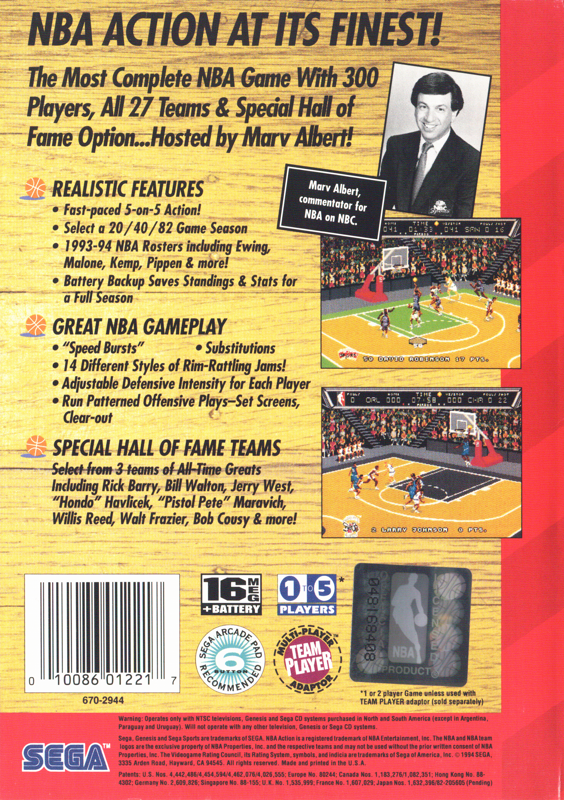 NBA Action '94 - SEGA Genesis
