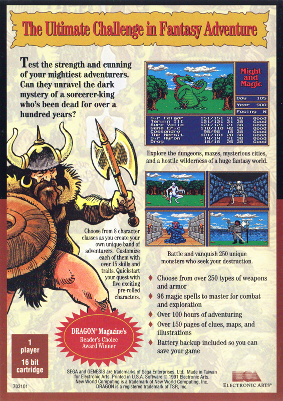 Might and Magic: Gates to Another World - SEGA Genesis