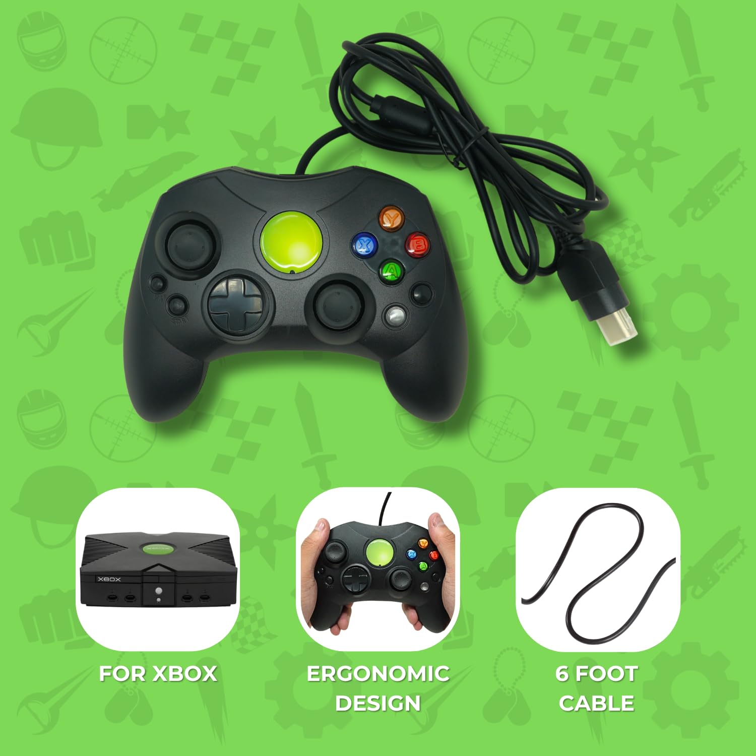 Wired S-Type Controller for Original Xbox