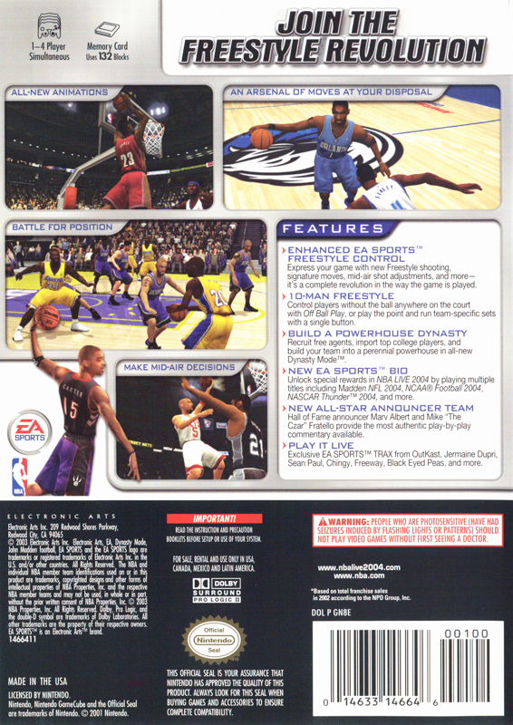 NBA Live 2004 - GameCube