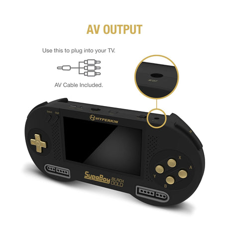 SupaBoy Portable Pocket Console for Super NES / Super Famicom Games - Black/Gold