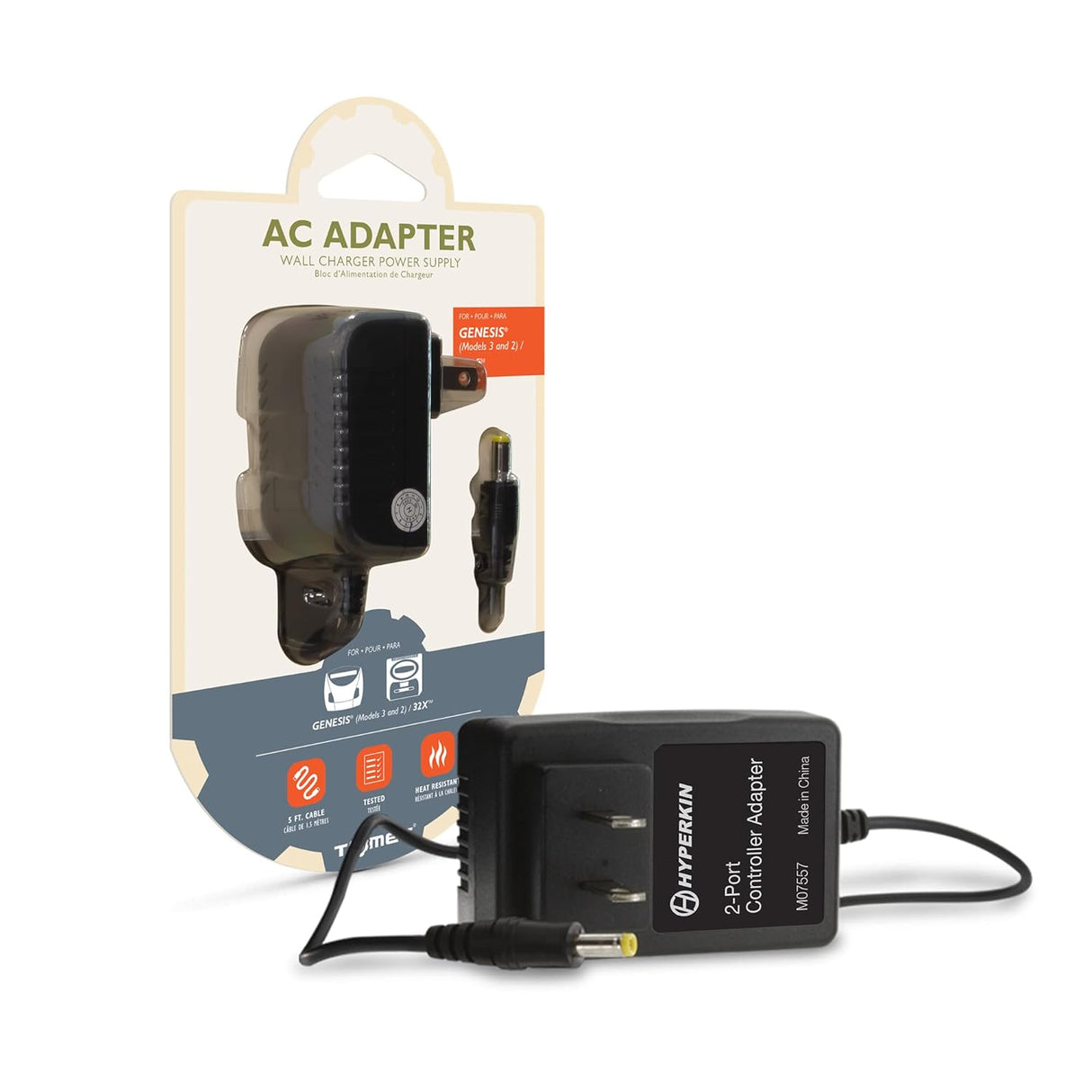 AC Adapter Power Supply for SEGA Genesis (Model 2, 3, and 32X)