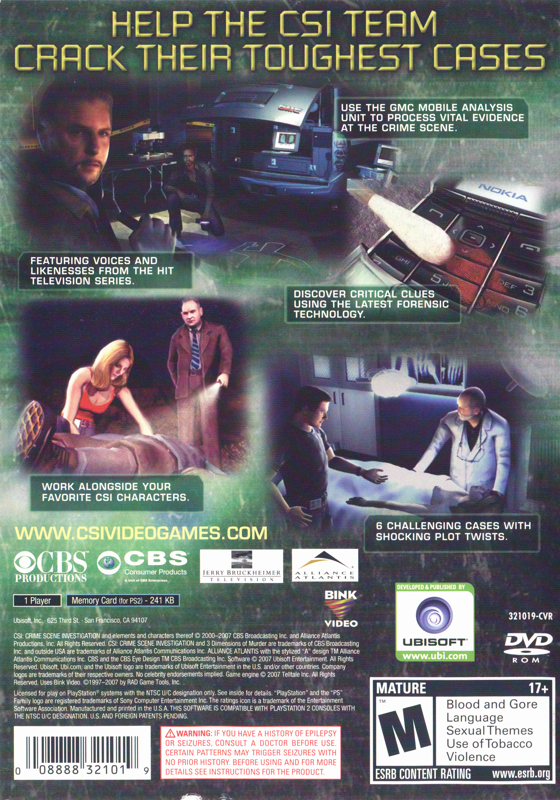 CSI: Crime Scene Investigation - 3 Dimensions of Murder - PlayStation 2