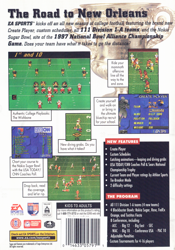 College Football USA 97 - SEGA Genesis