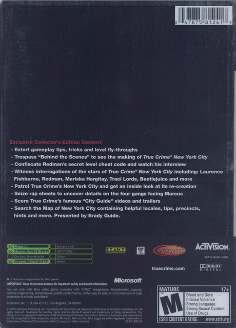 True Crime: New York City - Collector's Edition - Xbox